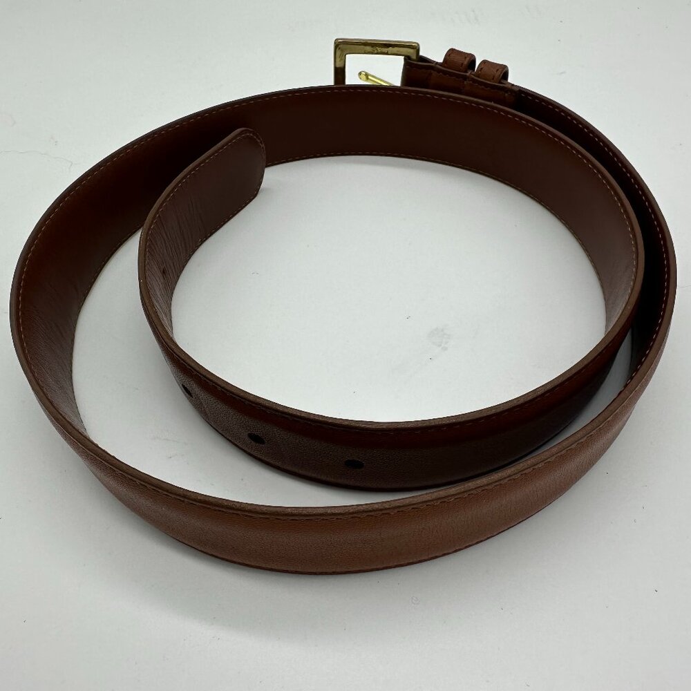 classic Brown leather Coach 34" belt with gold buckle